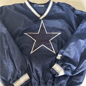 Starter Navy and White Dallas Cowboys Pullover Nylon Jacket Mens XL